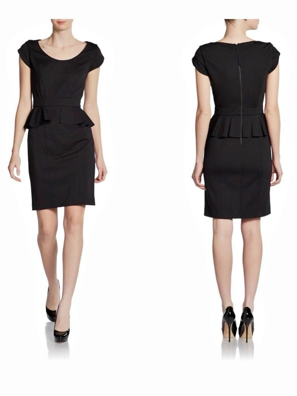 Rebecca Taylor Black Peplum Sheath, Midi Dress, gorgeous and popular, sz 4, euc